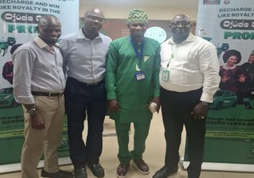 OJUDE OBA 2025 CAR WINNER OPEOLUWA OSISANWO PAYS TRIBUTE VISIT TO GLOBACOM